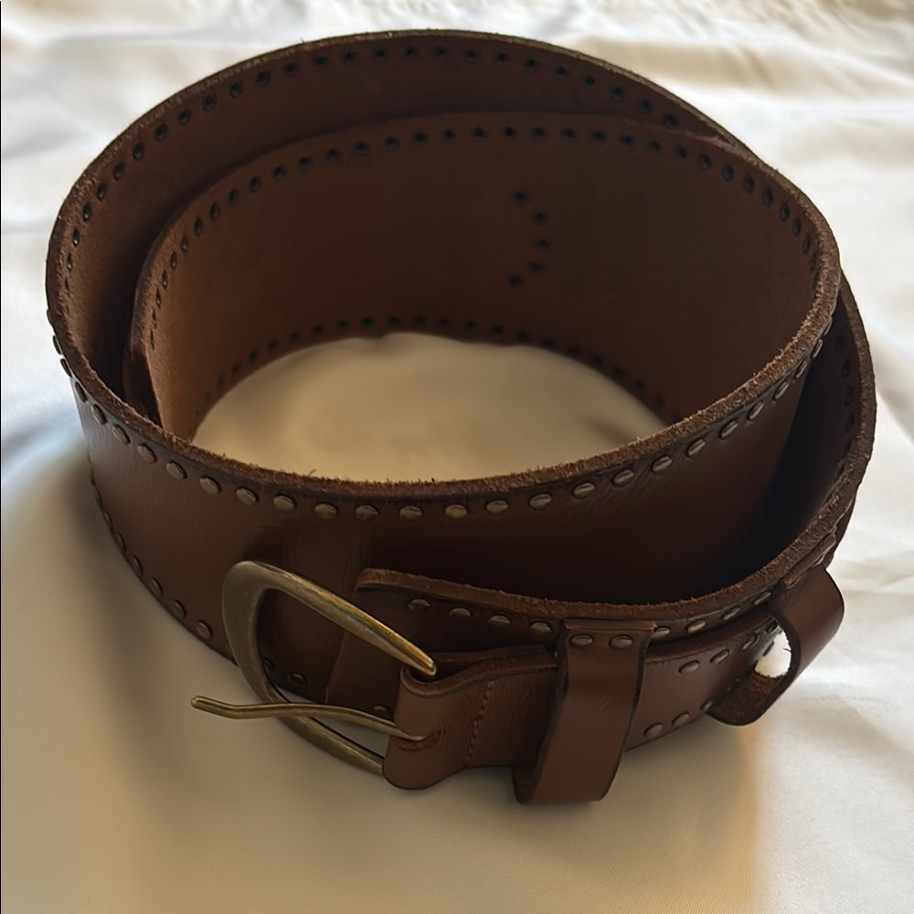 Banana Republic Valle Studded Leather Belt in Cognac, Medium